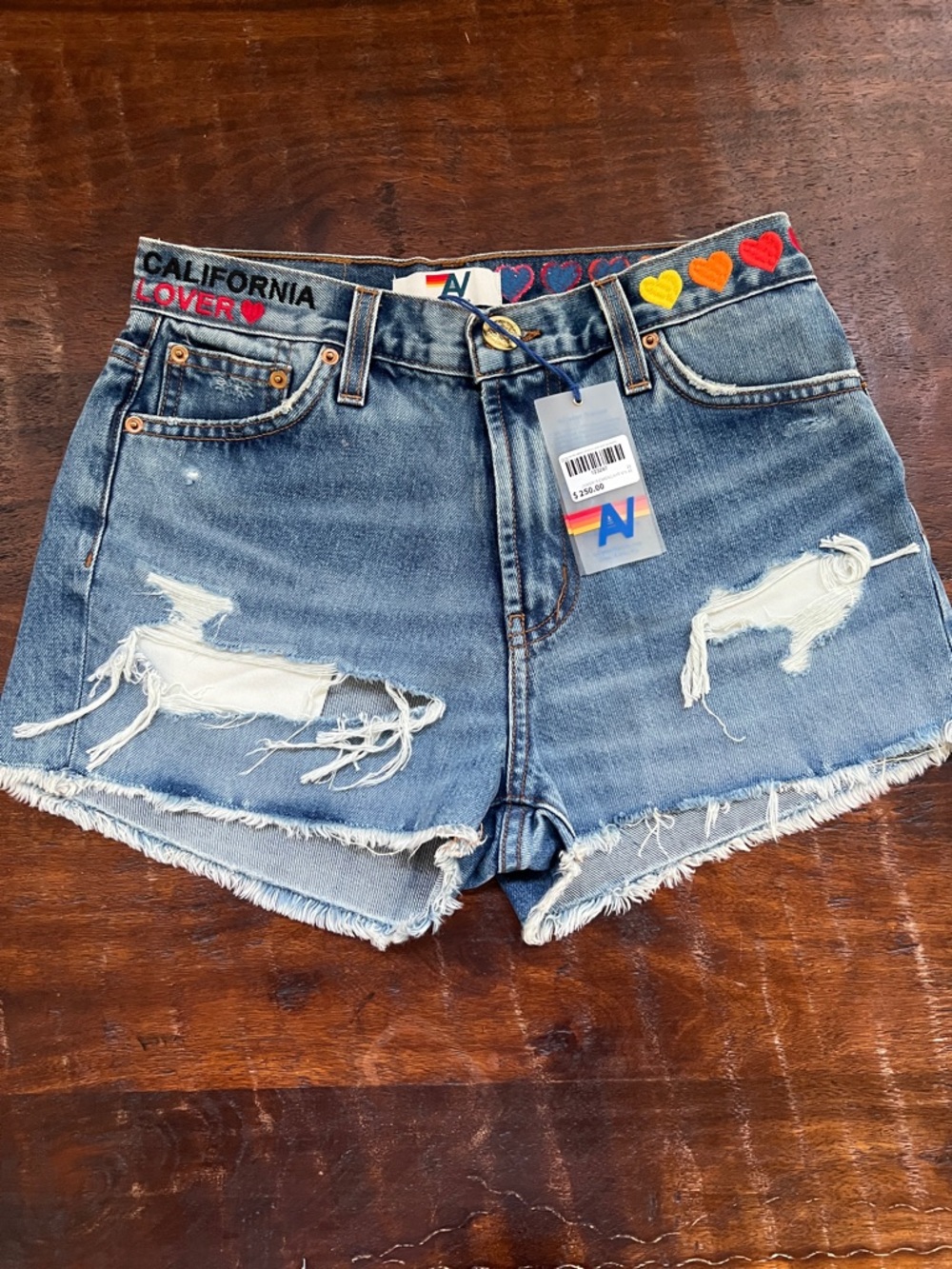 Aviator Nation Rocker Cali Lover Heart Jean Shorts Mid Rise Cowgirl Cutoff 25 - Picture 6 of 15